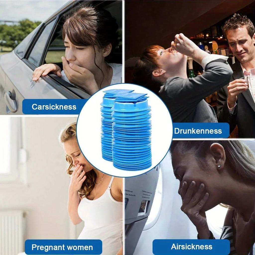 10 шт. одноразовых мешков для рвоты, портативный синий мешок для мусора, подходящий для автомобиля, мешка для мусора, путешествий, самолетов, детей, чтобы облегчить укачивание