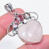 Rose Quartz, Kunzite Gemstone 925 Sterling Silver Jewelry Pendant 2.09"