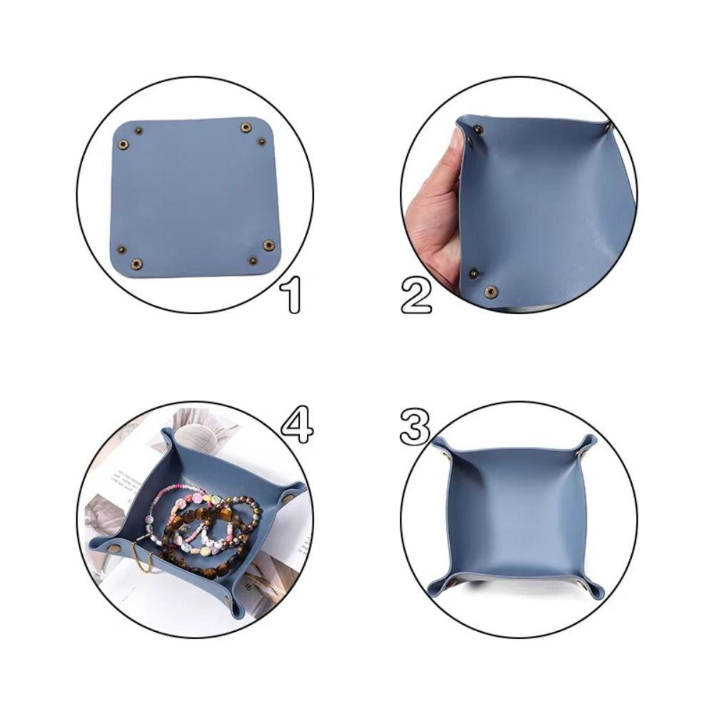 Large Capacity Leather Tray Foldable Storage Tray for Jewelry Phone Key Wallet Coin
