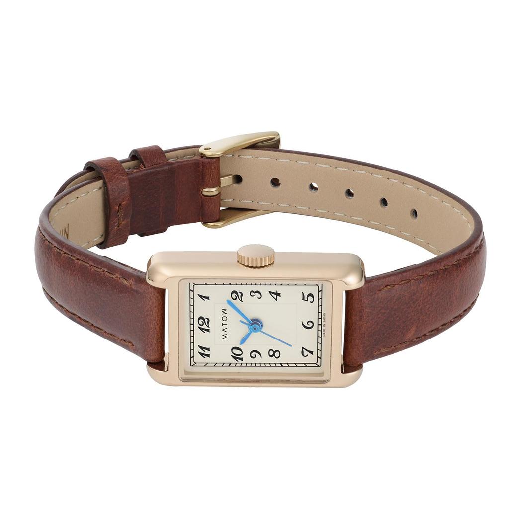 Авторизованный розничный продавец Часы mw004007 Oborozuki Прямоугольные Золотисто-коричневые Кожаные Арабские [MATOW] Женские [Tsuki - -]
