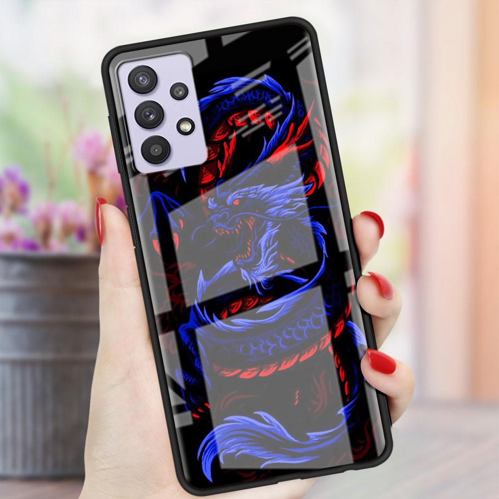 Чехол Dragon Animal Glass для Samsung Galaxy A52 A71 A50 A51 A70 A21s A31 A72 A10 A12 A30 A22 5G Phone Cover