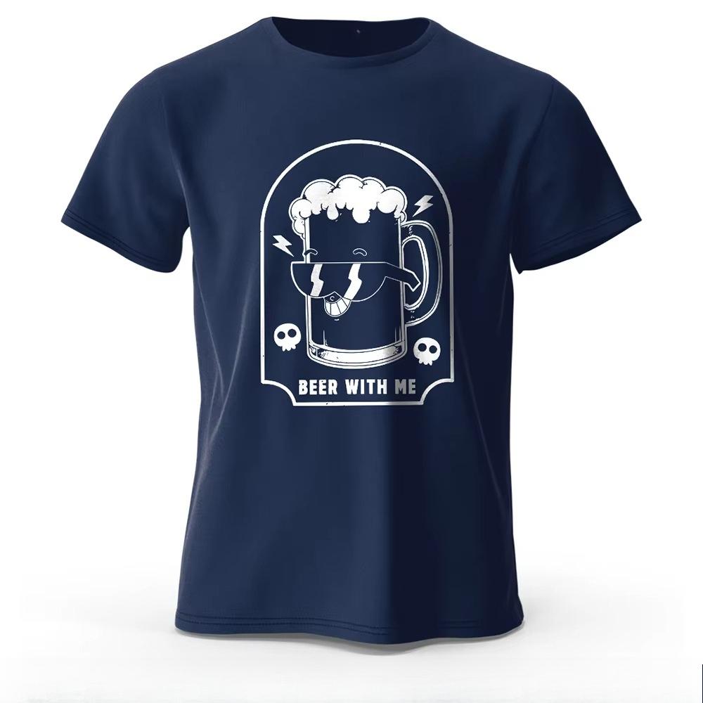 Beer with Me Relaxed Printed Mens TShirt 100 Cotton Oversized Lively Party Graphic Tees for Women Tops Tees Casual Streetwear