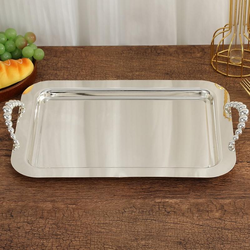 Поднос для фруктов, Сплавное блюдо для торта, Серебряная полировка, Портативный ручной диск для закусок, Органайзер для орехов, Украшение для свадебной вечеринки, Настольное украшение, 36 см