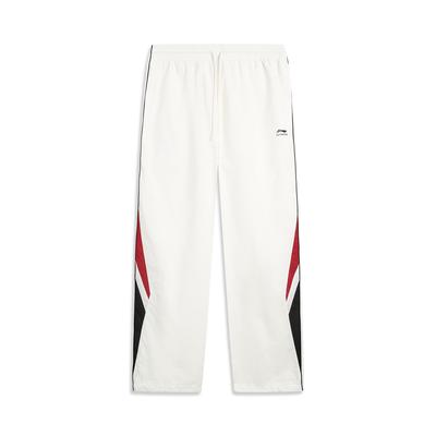 Li Ning Брюки мужские повседневные средней посадки, простые, удобные, прямого кроя, модные, с цветными блоками, на шнуровке, AYKV737-2