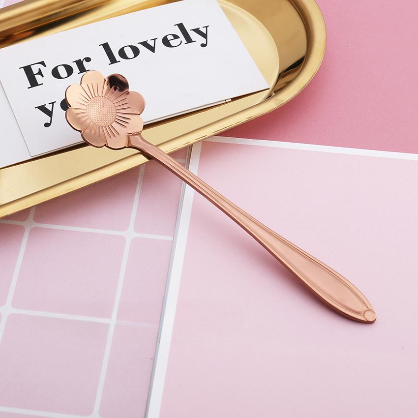 HANYANG Креативная посуда из нержавеющей стали Ложка для цветов с короткой ручкой Бытовая птичье гнездо Десертная ложка Ложка для перемешивания Ложка для цветов вишни