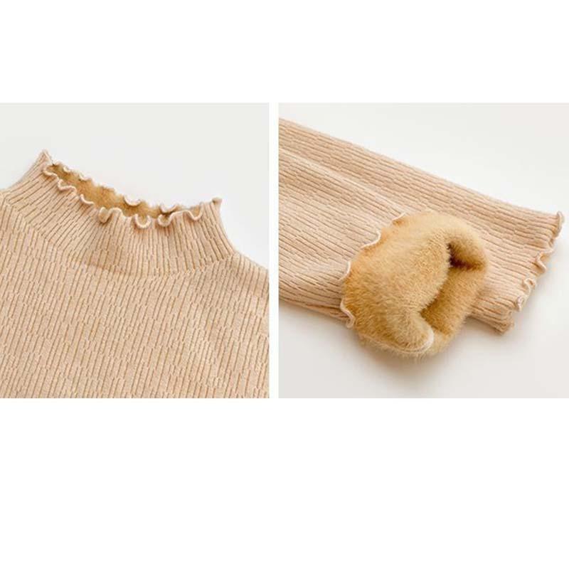 Женская зимняя утепленная тонкая водолазка с длинным рукавом из бархата, мягкий трикотажный пуловер, повседневная термовязаная рубашка