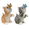 Garden Ornament Cats Solar Light Statue for Backyard Cafe Indoor Outdoor Statue Sculpture LED Cats Figurine Yard Lamp