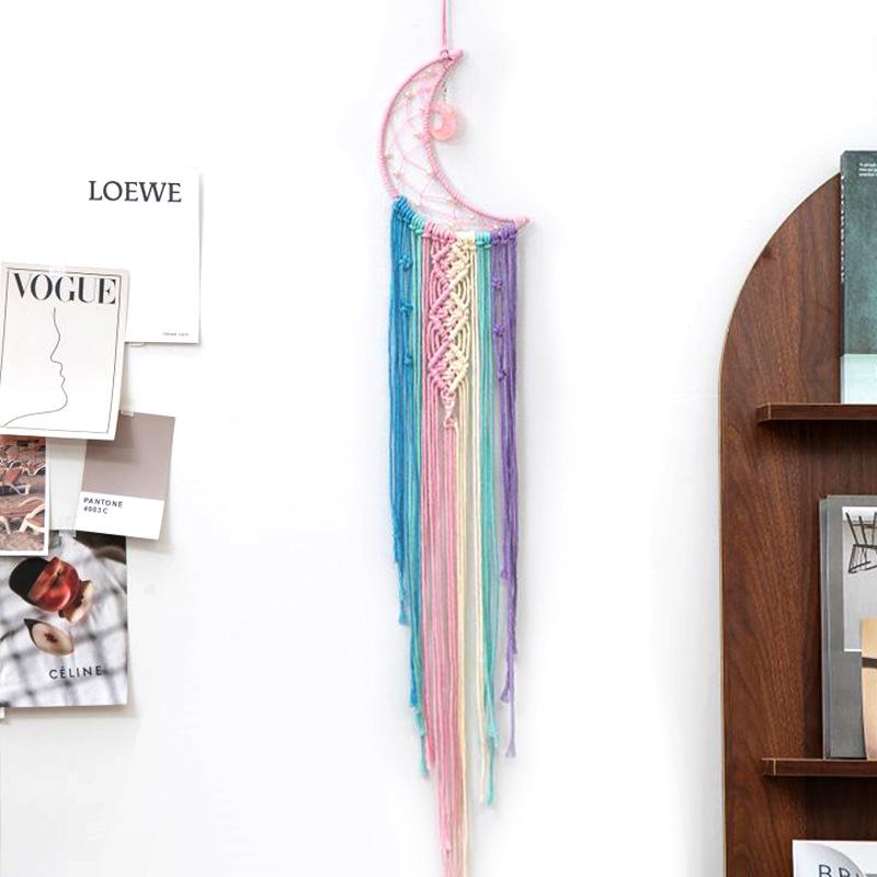 Цветной тканый гобелен, ловец снов, подвеска ручной работы, украшение на стену для дома, украшение со звездами и луной, подвесная ткань