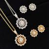 Имитация муассанита Легкая роскошь Полностью бриллиантовое Супер-сияние Снежинка Астролябия Ожерелье Женский кулон Подсолнух Нишевый дизайн Набор серег-пусетов