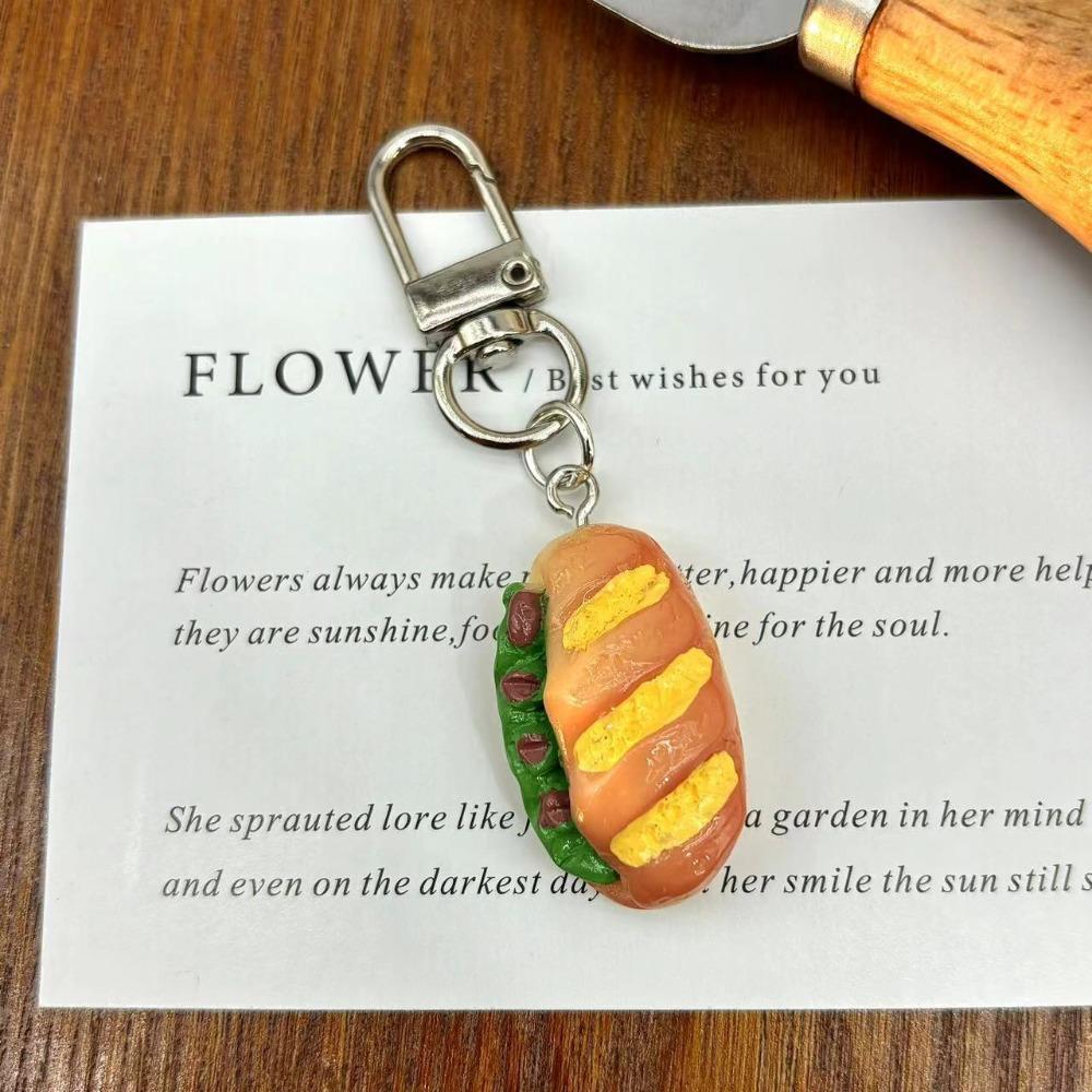 Car Keychains Simulation Food Keychain Toast Burger Keychain Funny Food Series Pendant Men