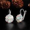 October Birthstone Gorgeous Color Rich Natural Opal Round Earrings 925 Silver Light Luxury Jewelry Gift for Women and Girls