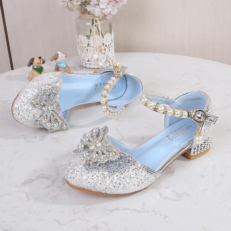 Girls Princess Sandals 2026 Glitter Bow Closed Toe Shoes Magic Strap Kids