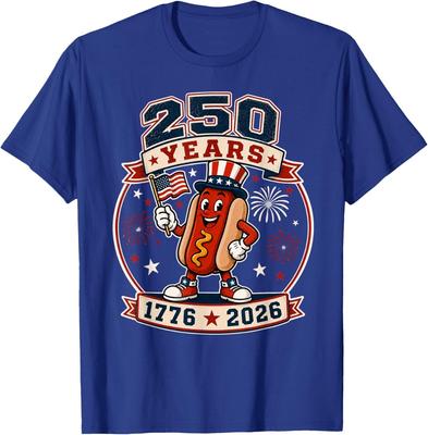 250-летний юбилей США Хот-дог 4 июля 250 лет 1776-2026 Футболка