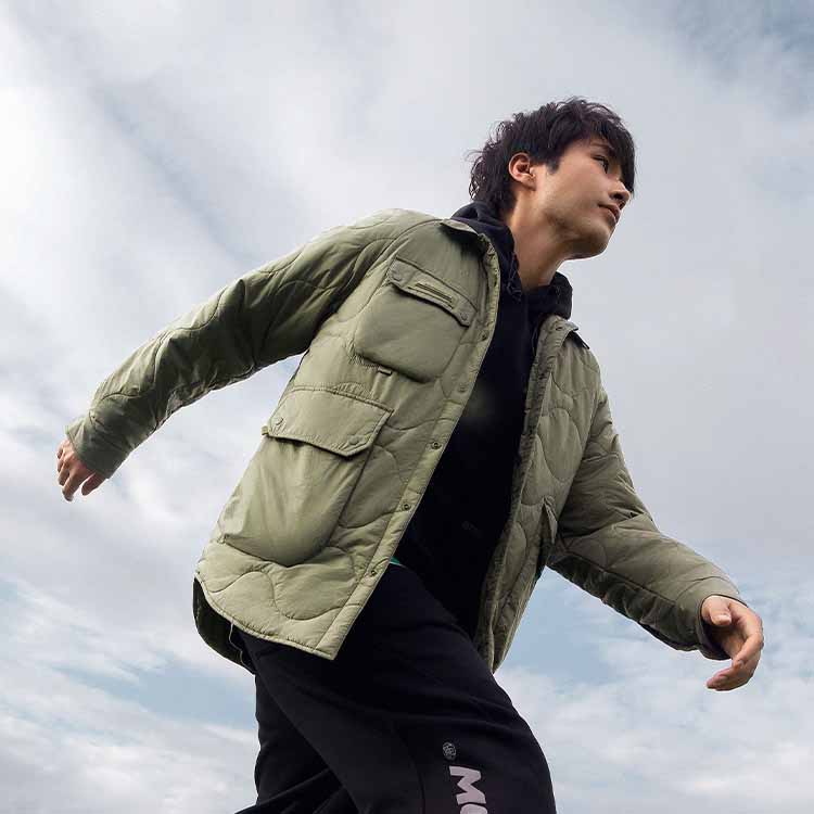 Li Ning CF Suo Однотонная однобортная хлопковая куртка с длинными рукавами Мужская куртка Оливково-зеленый AJMT239-1