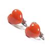Mediterranean Red Coral Sarji Kodo Earrings Heart Silver Undyed