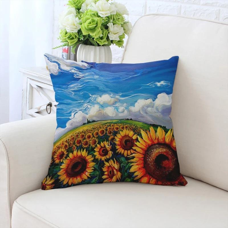 Роскошный домашний декор, наволочка для автомобиля, гостиной, дивана, чехол для подушки с рисунком подсолнуха и девушки