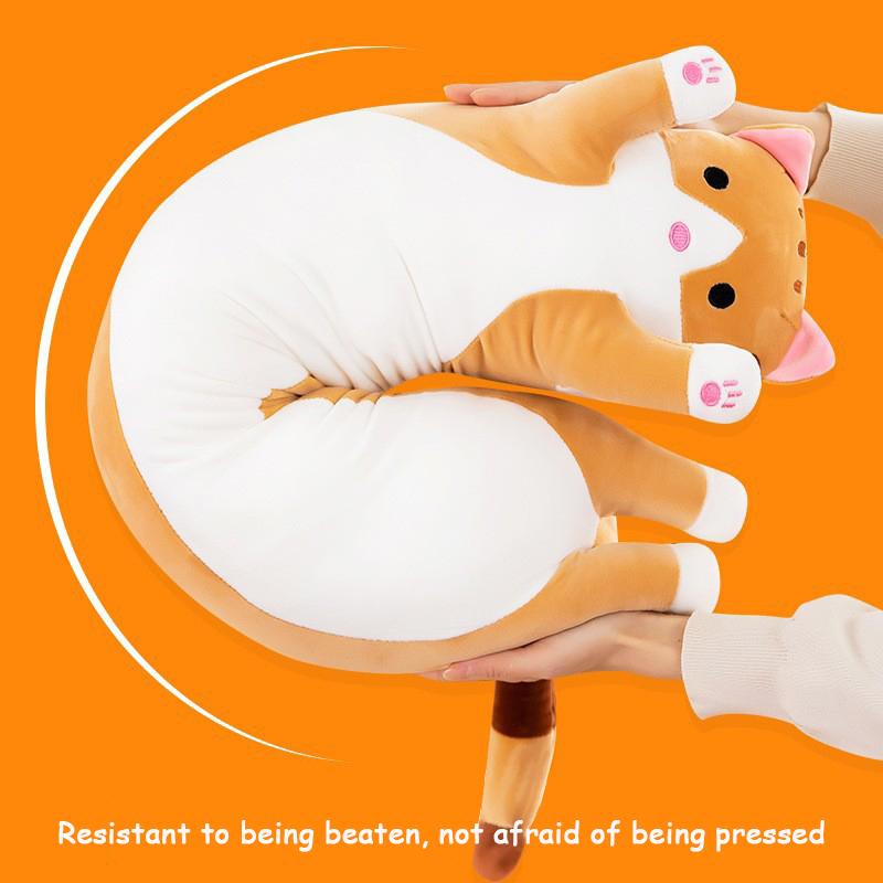 Милая плюшевая игрушка кошка Длинная Розовая Коричневая Серая Спящие кошки Подушка для ног Сквиши Маленькая кукла животное Успокаивающая плюшевая игрушка Подарок