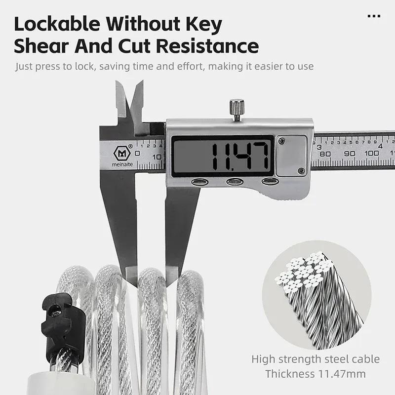 WEST BIKING Portable Bicycle Cable Lock With 2 Keys Waterproof Dustproof Steel Wire Lock MTB Road Bike Scooter Anti-theft Lock