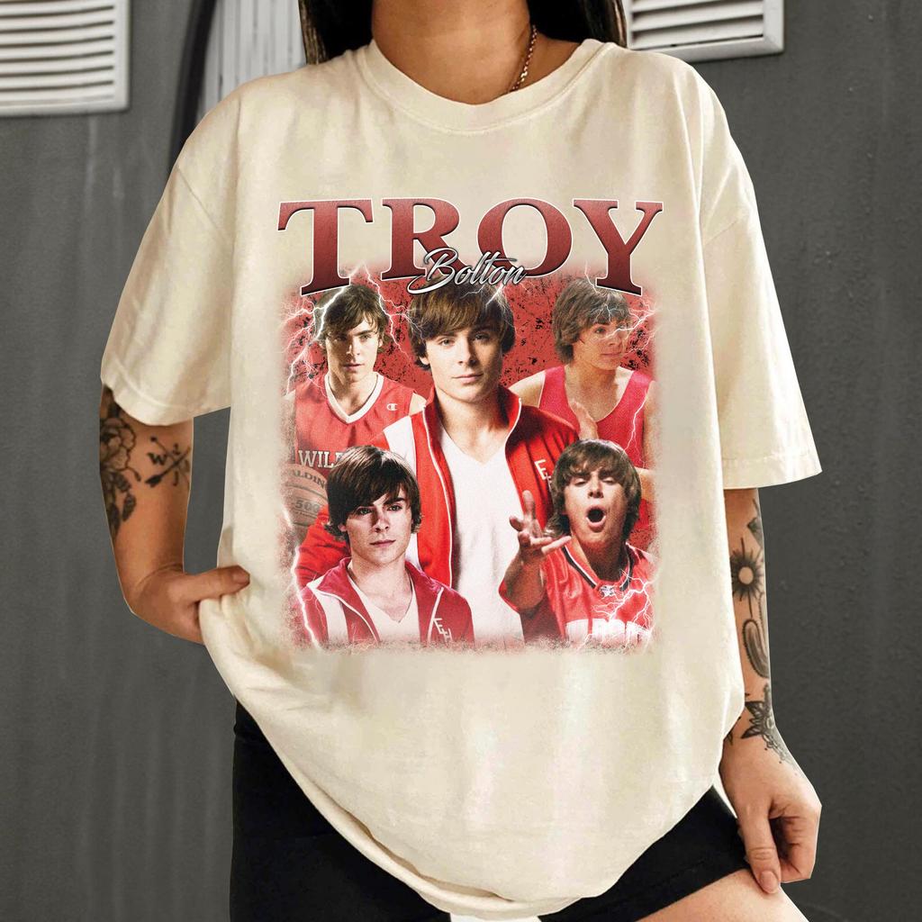 Troy Bolton Printed Womens Tshirt SpringSummer Fashion Trend Pure Cotton Top Neutral Round Neck Short Sleeve Tshirt