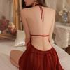 Mesh Perspective Hanging Neck Suspender Sleeping Skirt Sexy Butterfly Backless Nightgown
