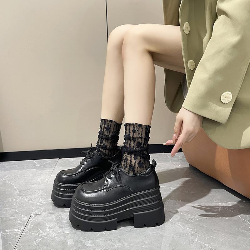 Британские туфли на платформе женские 2024 осень-зима новые модные универсальные туфли на шнуровке с кексами на платформе