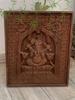 Teak Wood Ganesha Wall Panel: Handcrafted Hindu Temple Decor