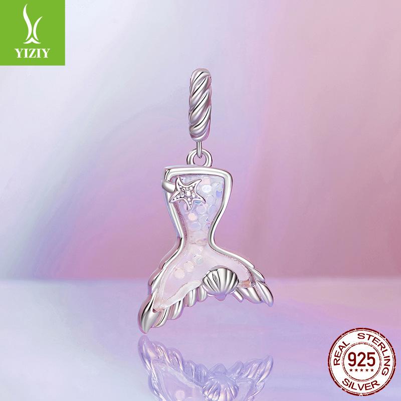 Медведь Хвост Рыбы Цветной Большой Основной Камень DIY Браслет Бусины 925 Серебряные Бусины Ювелирные Аксессуары Легкая Роскошь