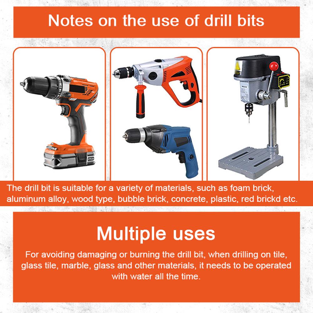 10PCS YG8 Carbide Four-edged Crossdrill Bit Set Marble Ceramic Tile Wall Brick Holes Drilling Accessory Wet-and-dry Dual Use Hole Punching Tool