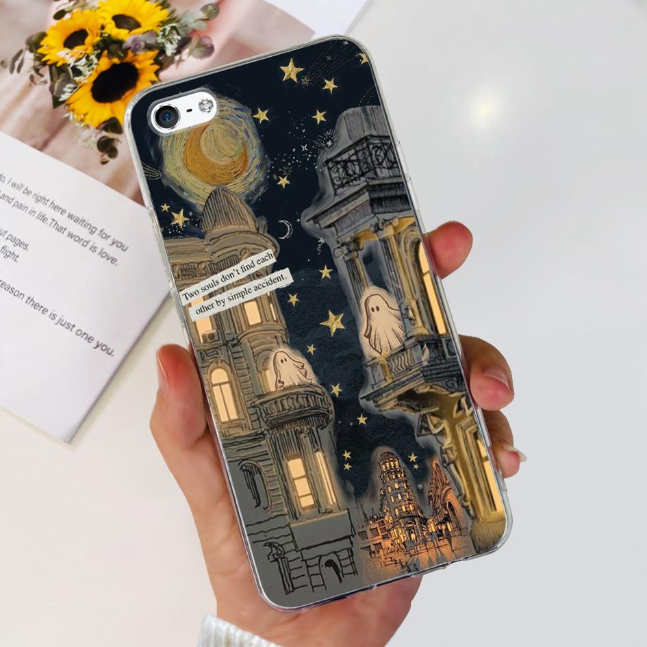 For iPhone 5 5S Case Fashion Astronaut Art Painted Shockproof Soft Cover For iPhone SE 2016 2020 SE2 TPU Funda on iPhone5 Bumper