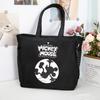 Notre Disney Character Tote Shoulder Eco Canvas Bag, Handbag, Bag, Bag, (Mickey Mouse, Black, Big)