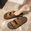 Плоские тапочки женские тапочки роскошные домашние тапочки с нескользящей пробковой подошвой женские пляжные шлепанцы для дома сандалии 2024