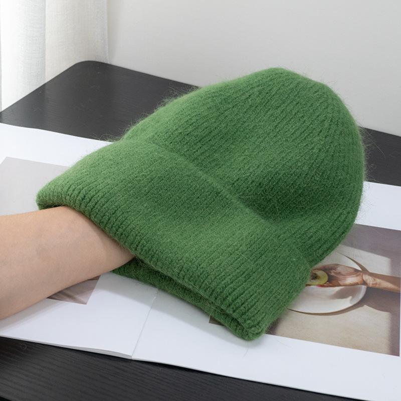 Корейская шапка с капюшоном из меха кролика карамельного цвета для женщин, теплая вязаная шапка, симпатичная корейская японская холодная шапка, вирусный тренд в Instagram