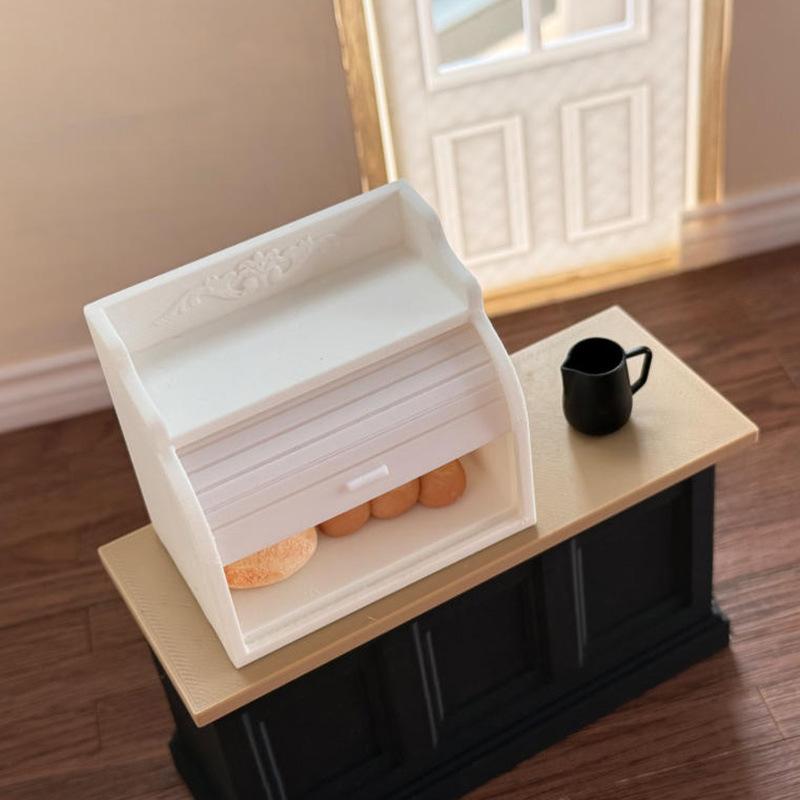 1Pcs 1 12 Miniature Bread Box European Roller Shutter Dollhouse Accessory for Realistic Kitchen Decor