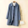 Wool Blend Coat Single Breasted Mid-Length Pea Coat Notch Lapel