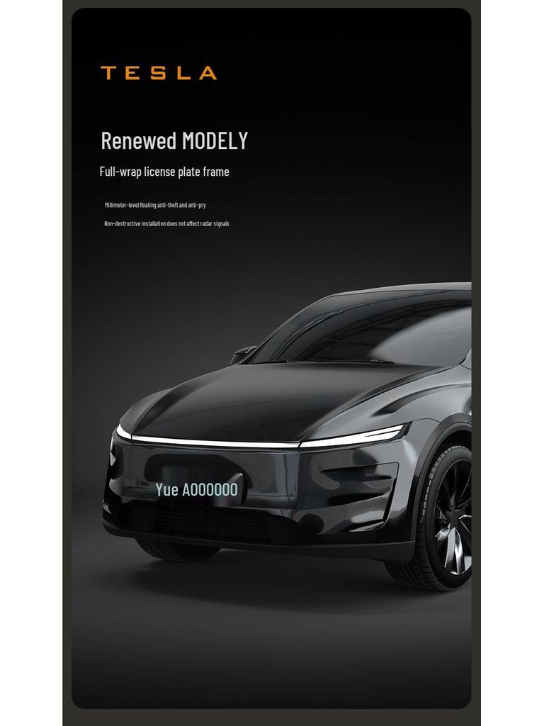 Держатель номерного знака Tesla Model Y/3 - Синяя плавающая основа для защиты рамки