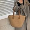 Women Straw Tote Bag Large Capacity Beach Bag Portable Basket Handbag Shoulder
