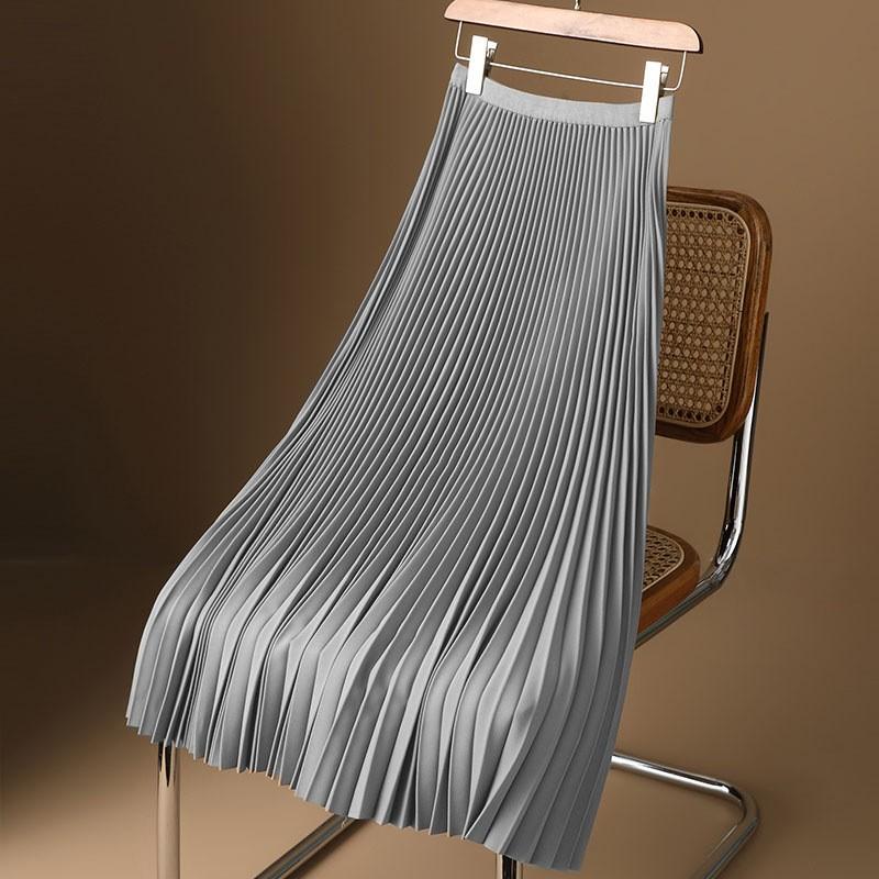 Женская однотонная плиссированная элегантная юбка миди с эластичной резинкой на талии
