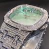Luxury Diamond Watch for Men Hip Hop Style Bling Iced Out Wristwatch Fashion Square Steel Waterproof Clock