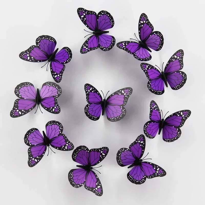 New 10Pcs 4.72 In Monarch Butterfly Decoration Stickers Fake Butterflies for Crafts Artificial Wall 3D Home Decor LS