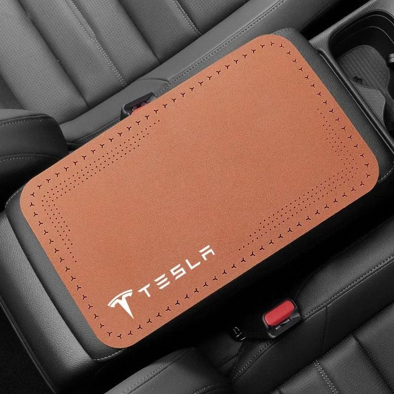 Автомобильная наклейка Tesla 1 шт. Подушка подлокотника автомобиля Крышка ящика для хранения в автомобиле Защитный коврик для Tesla Model 3 S X Y Roadster SpaceX Интерьер Ac