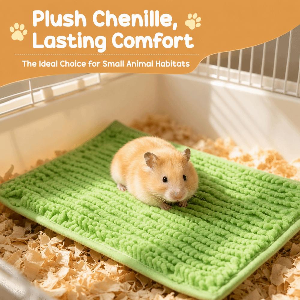 Non Slip Guinea Pig Cage Liner Chenille Fleece Fleece Bedding Mat Washable Pet Pad Guinea Pig