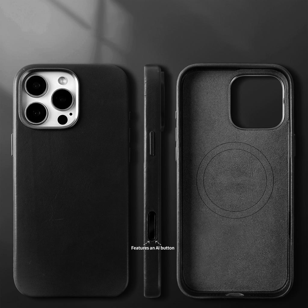 Роскошный Магнитный Чехол из Натуральной Кожи для 16 Pro Max 16pro 16 Бизнес Масляная Вощеная Задняя Крышка Телефона Magsafe Полностью Обернутые Чехлы