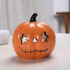 Halloween Ceramic Cat Pumpkin Figurine Carved Cat Pumpkin Tabletop Tealight Candle Holder for Indoor Home Party Decor