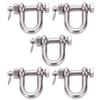 5Pcs D Ring Anchor Shackle Screw Pin with Insurance 304 Stainless Steel Marine Land Lifting M8