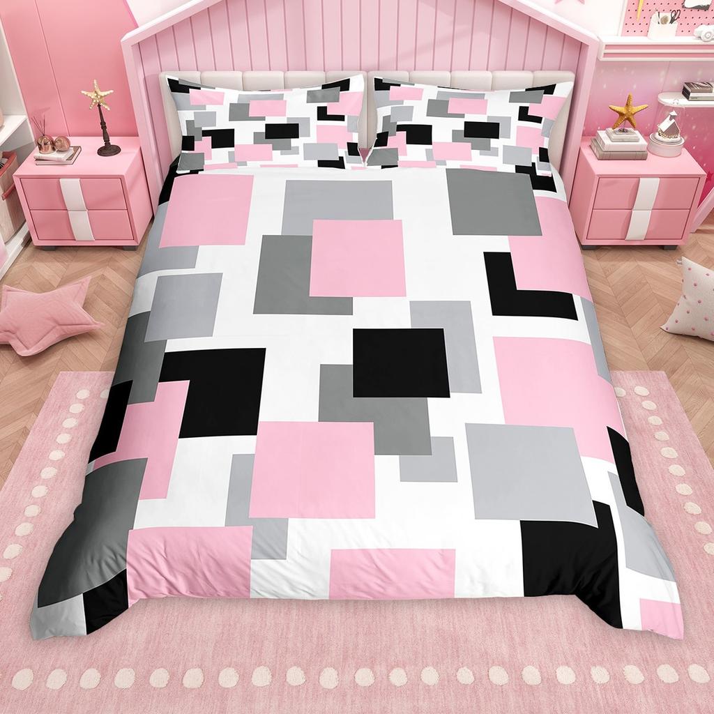 Комплект пододеяльника Homewish с геометрическим клетчатым узором, Абстрактный клетчатый постельный комплект, Минималистичный простой художественный комплект пододеяльника