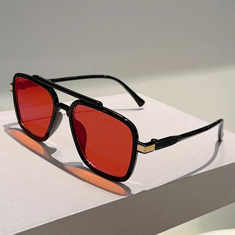 Винтажные квадратные солнцезащитные очки Мужские Модные с двойной переносицей Уличные оттенки Женские Стильный брендовый дизайн Повседневный декор Солнцезащитные очки
