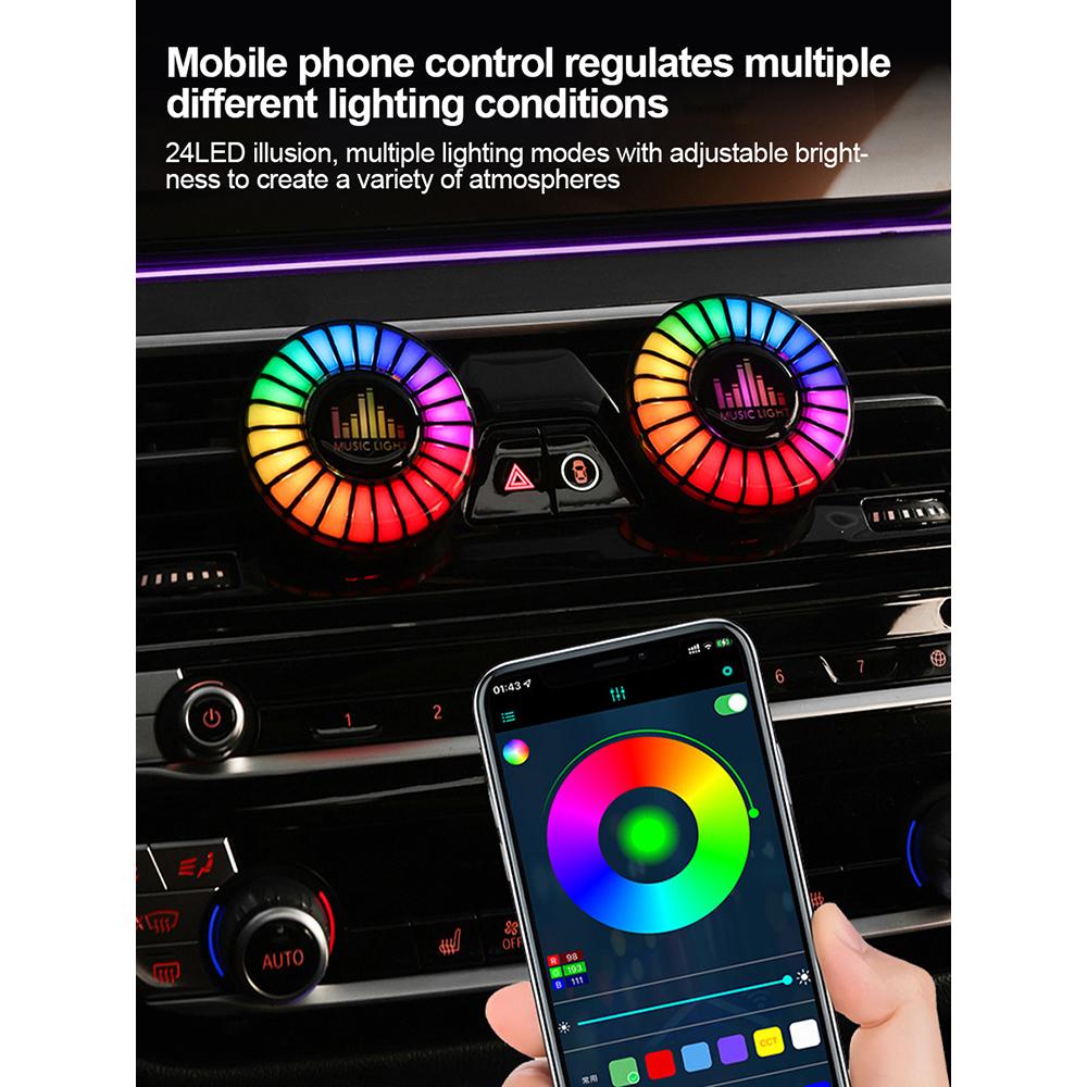 Автомобильная музыкальная ритм-подсветка Управление звуком и управление приложениями Светодиодная RGB-лампа Освежитель воздуха Перезаряжаемая через USB Ритм-подсветка с голосовой активацией Пикап Атмосферная подсветка