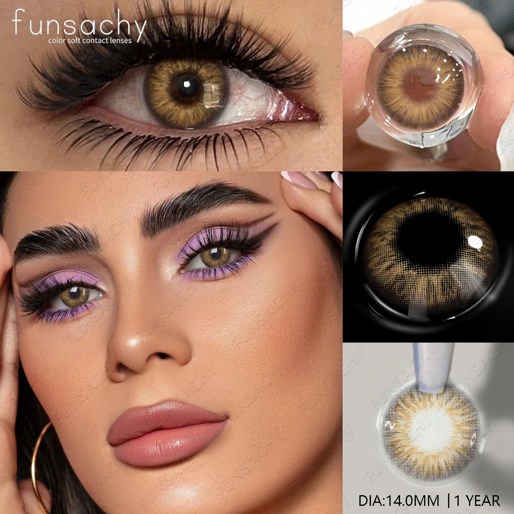 FUNSACHY New Colored Contact Lenses for Eyes 1Pair Brown Natural Eye Lenses Cosmetic Beauty Pupils Yearly Y2K Blue Eye Contacts