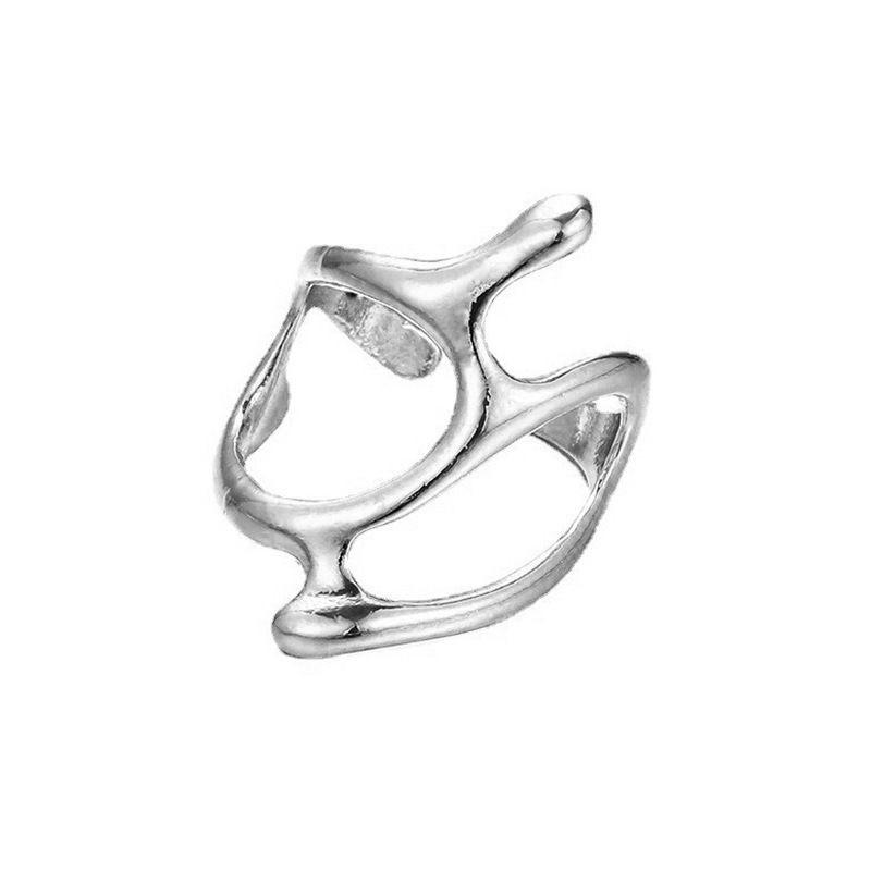 European & American Metal Texture Ring Set: Smooth, Exaggerated Geometric Open Rings for Women