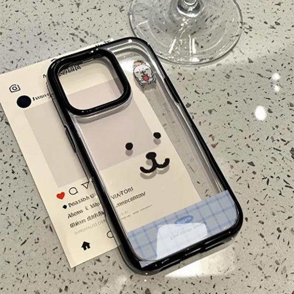 Акриловый чехол с изображением головы медведя и черной рамкой для iPhone 17 Pro Max, 16, 15 Pro, 14/13